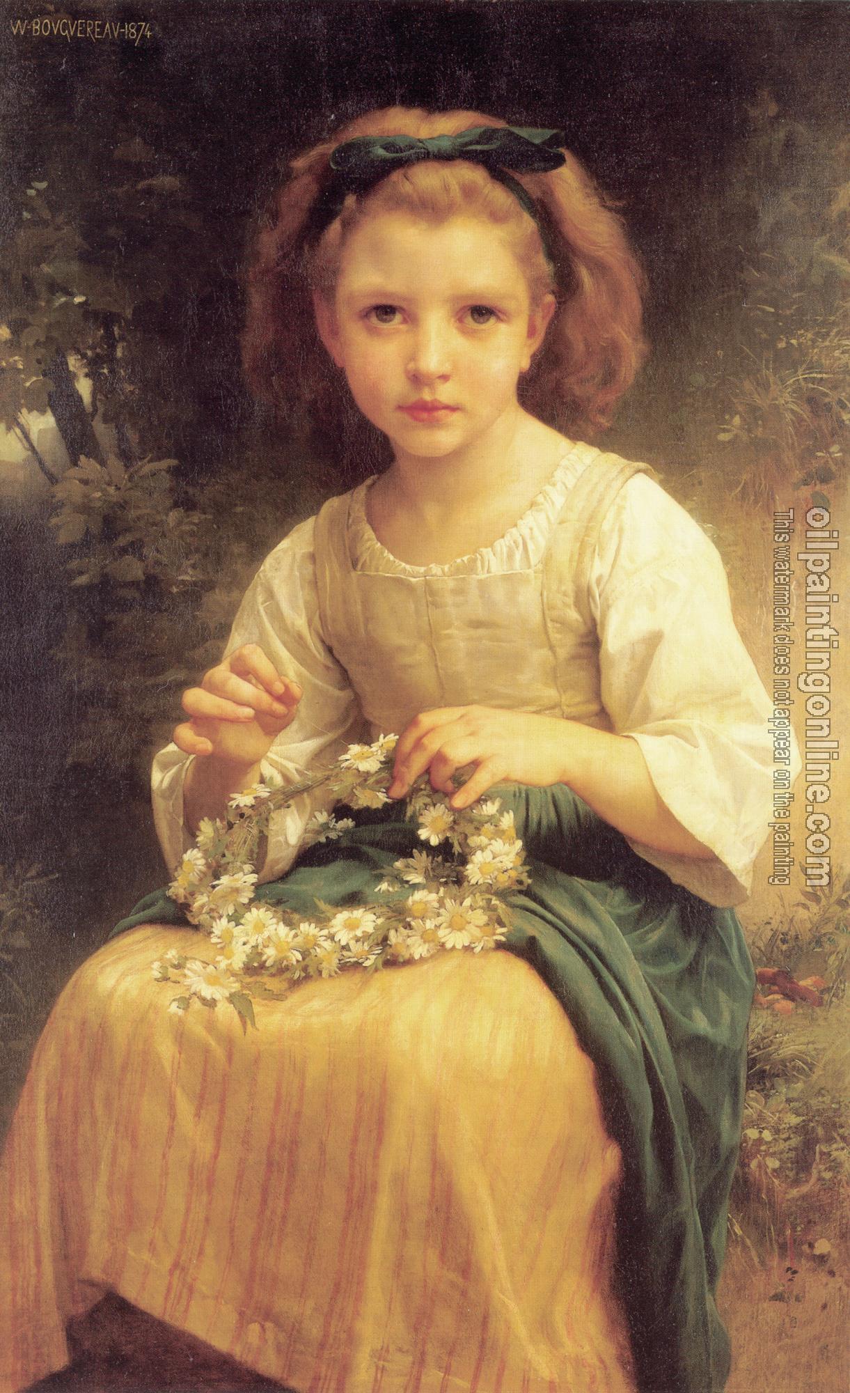 Bouguereau, William-Adolphe - Enfant tressant une couronne, Child braiding a crown